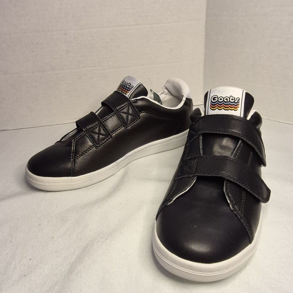 Goats Women's The 005 Leather Sneakers Size 7.5 Black Dual Strap Hook and Loop